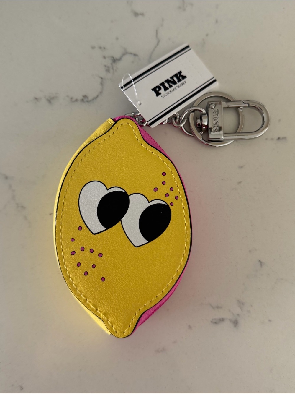 PINK Victoria's Secret Lemon Keychain Coin Pouch or bag charm